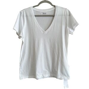 Madewell Softfade Cotton V-Neck Tee White Short Sleeve T-Shirt Womens Size M NEW